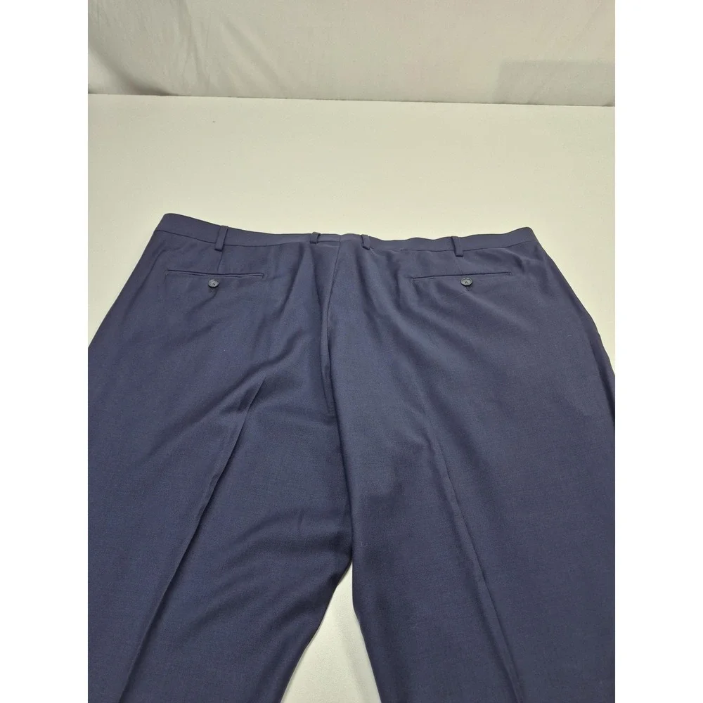 S. Cohen Dress Pants Mens 40x36 Blue Wool Flat Front Unhemmed Formal NWT